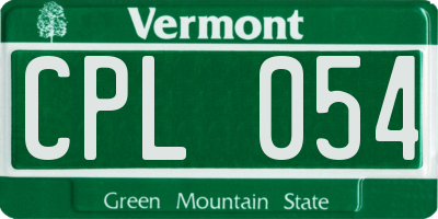 VT license plate CPL054