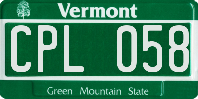 VT license plate CPL058