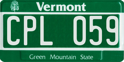 VT license plate CPL059
