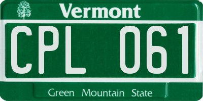 VT license plate CPL061