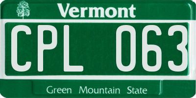 VT license plate CPL063