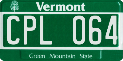VT license plate CPL064