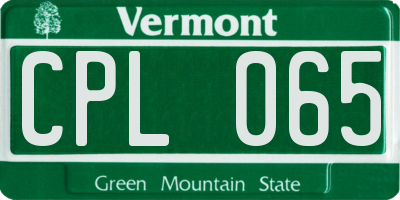 VT license plate CPL065