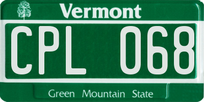 VT license plate CPL068