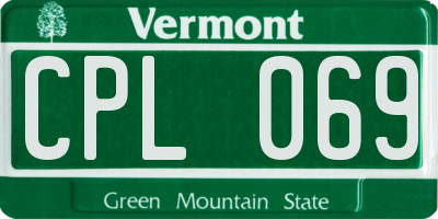 VT license plate CPL069