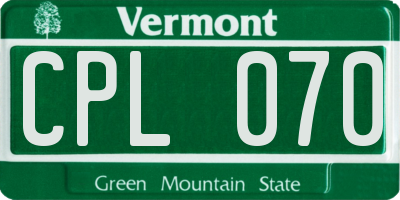 VT license plate CPL070