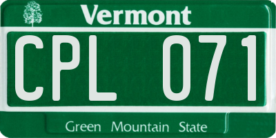 VT license plate CPL071