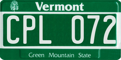 VT license plate CPL072