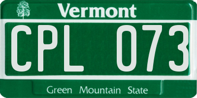 VT license plate CPL073