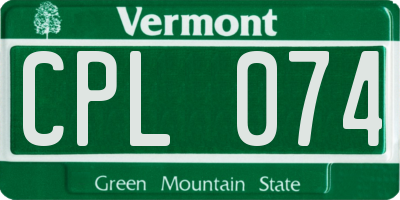 VT license plate CPL074