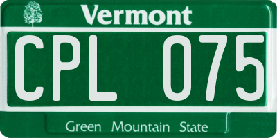 VT license plate CPL075