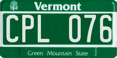 VT license plate CPL076