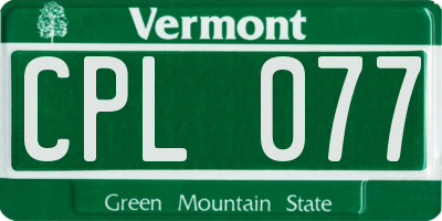 VT license plate CPL077