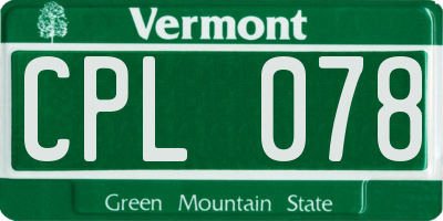 VT license plate CPL078