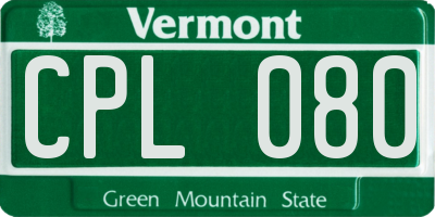 VT license plate CPL080