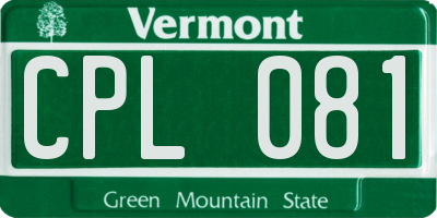 VT license plate CPL081