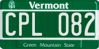 VT license plate CPL082