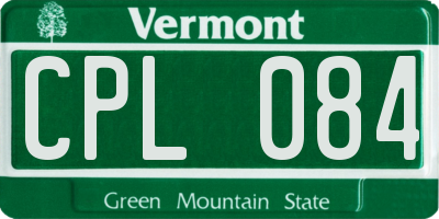 VT license plate CPL084