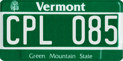 VT license plate CPL085