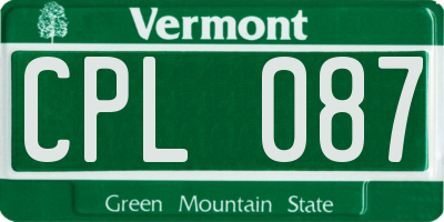 VT license plate CPL087