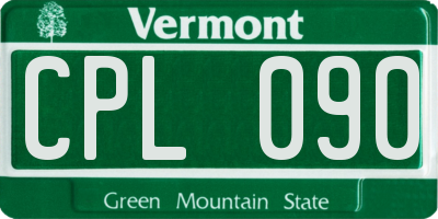 VT license plate CPL090