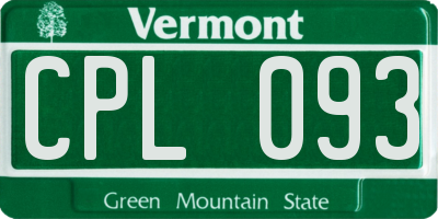 VT license plate CPL093