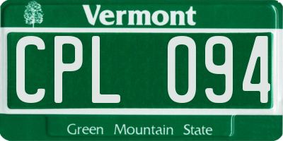 VT license plate CPL094