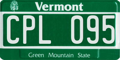 VT license plate CPL095