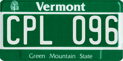 VT license plate CPL096