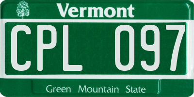 VT license plate CPL097