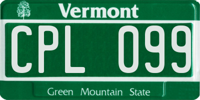 VT license plate CPL099