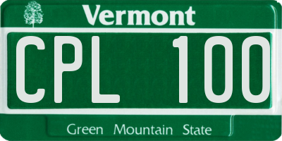 VT license plate CPL100