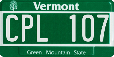 VT license plate CPL107