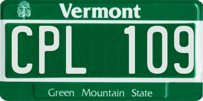 VT license plate CPL109