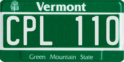 VT license plate CPL110