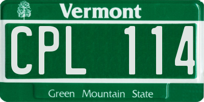 VT license plate CPL114
