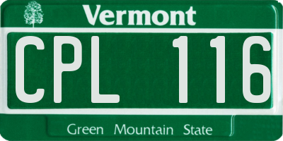 VT license plate CPL116