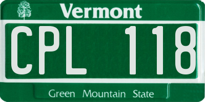 VT license plate CPL118