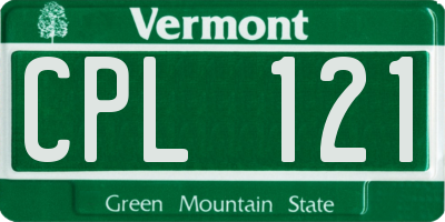 VT license plate CPL121