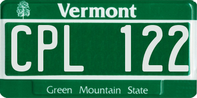 VT license plate CPL122