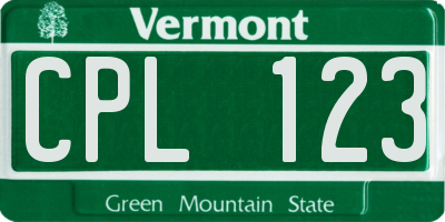 VT license plate CPL123