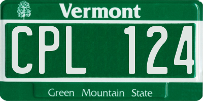 VT license plate CPL124