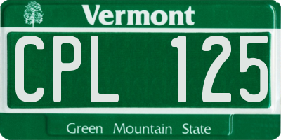 VT license plate CPL125