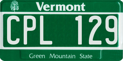 VT license plate CPL129