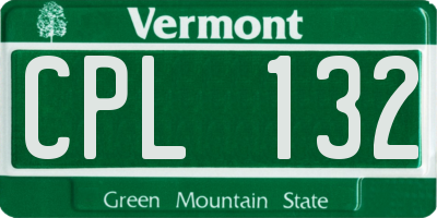 VT license plate CPL132