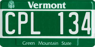 VT license plate CPL134