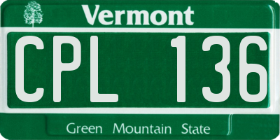 VT license plate CPL136
