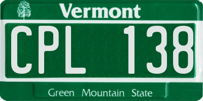 VT license plate CPL138