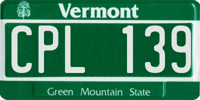 VT license plate CPL139