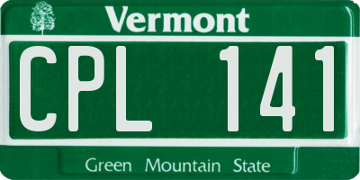 VT license plate CPL141
